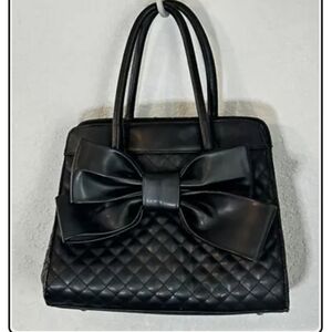 Scarleton satchel purse quilted bow purse- black